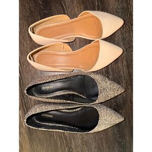 Charlotte Russe Express Pointed Toe Flats Nude‎ Peach Leopard Print Size 10